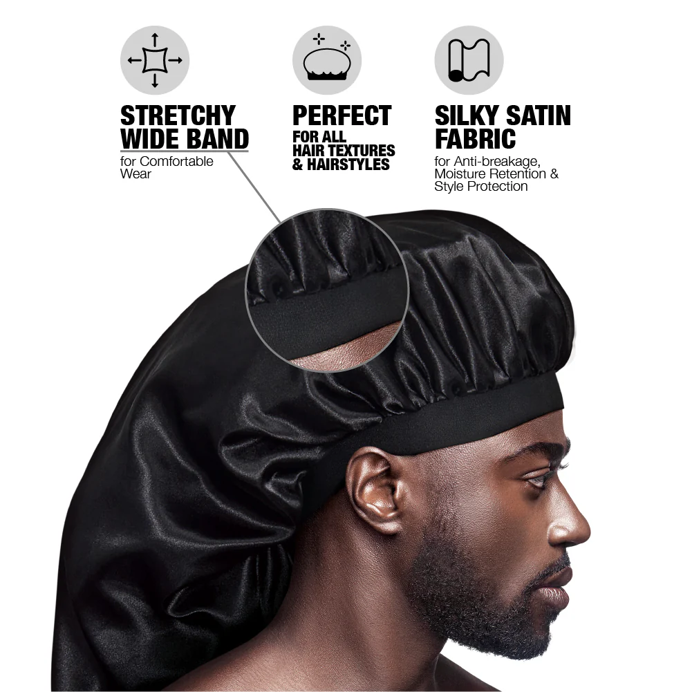 RED by KISS Men's Silky Satin Bonnet – Regular & Braid Size - Image 35