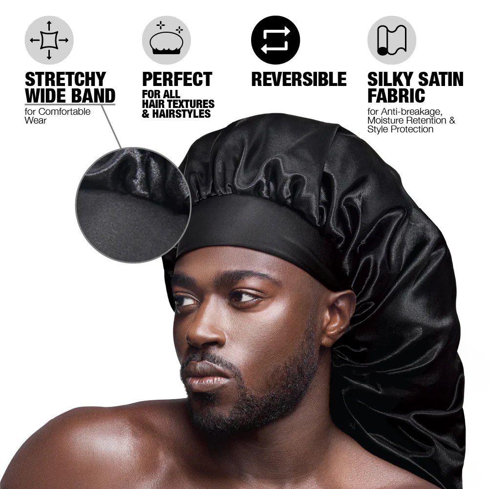 RED by KISS Men's Silky Satin Bonnet – Regular & Braid Size - Image 38