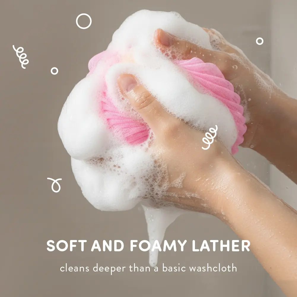 éclat Mesh Bath Sponge Loofah - Soft Exfoliating Shower Pouf Balls - Image 45