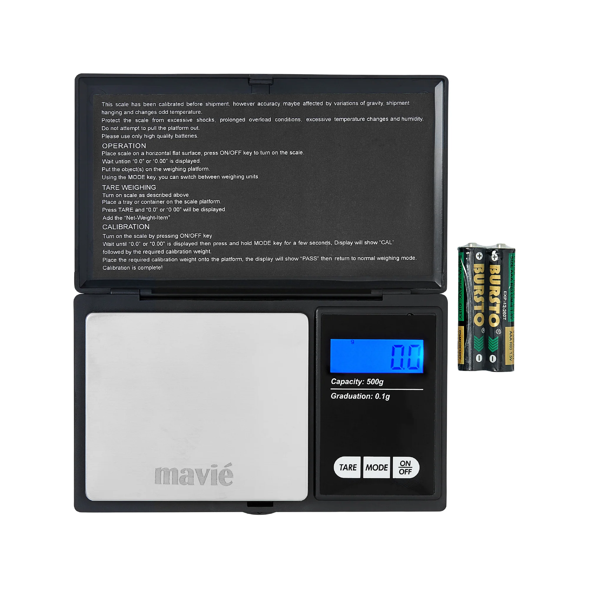 MAVIE Mini Digital Pocket Scale – 500g High Precision Jewelry & Food Scale with 7 Units & Protective Cover - Image 6