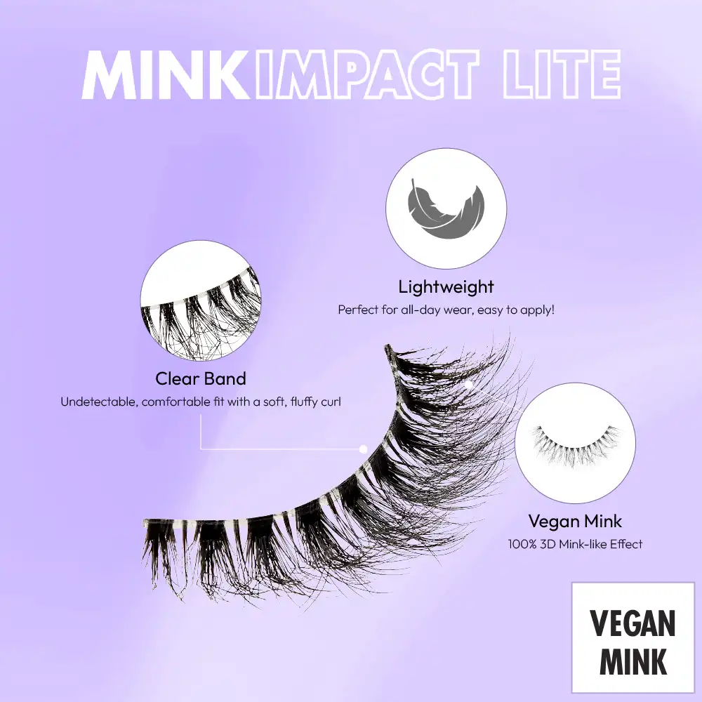 I-ENVY Mink Impact Lite Clear Band Vegan Faux Mink Strip Lash - Image 101