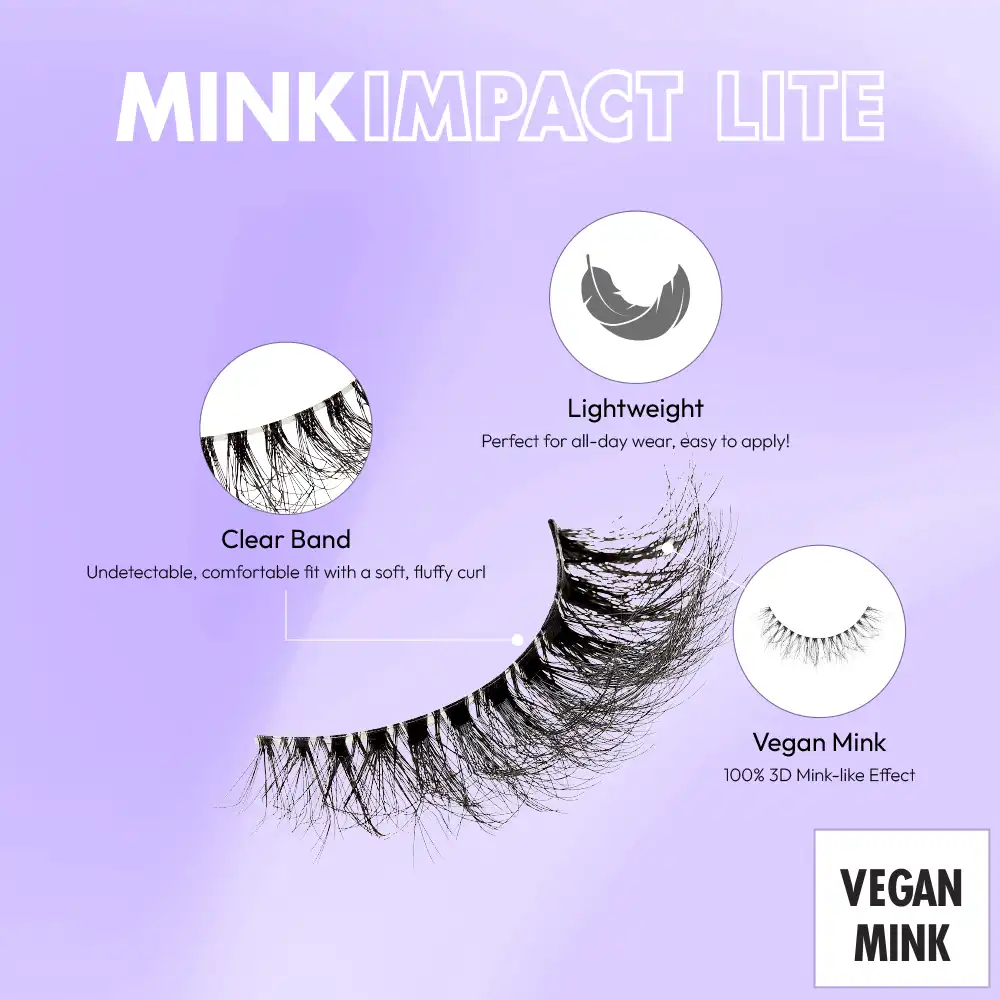 I-ENVY Mink Impact Lite Clear Band Vegan Faux Mink Strip Lash - Image 112