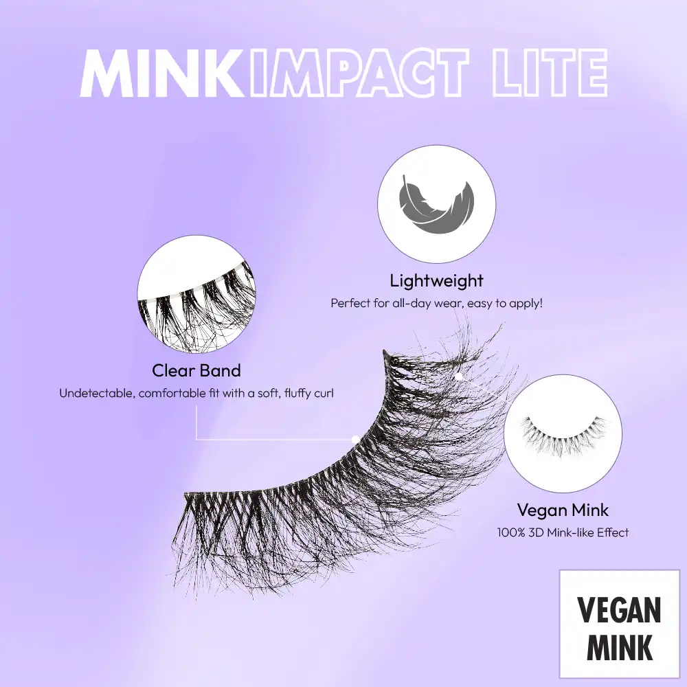 I-ENVY Mink Impact Lite Clear Band Vegan Faux Mink Strip Lash - Image 123