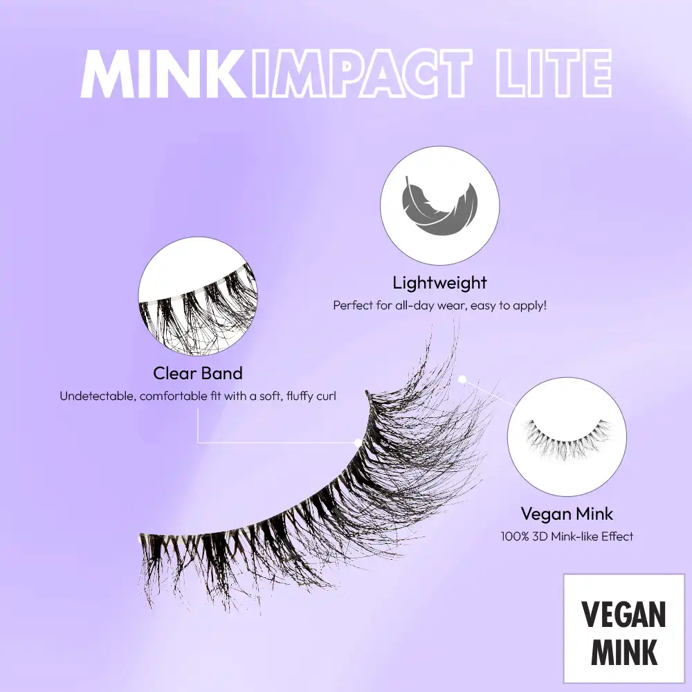 I-ENVY Mink Impact Lite Clear Band Vegan Faux Mink Strip Lash - Image 13