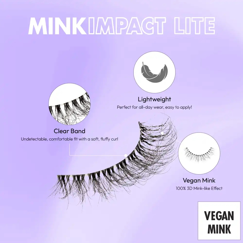 I-ENVY Mink Impact Lite Clear Band Vegan Faux Mink Strip Lash - Image 24