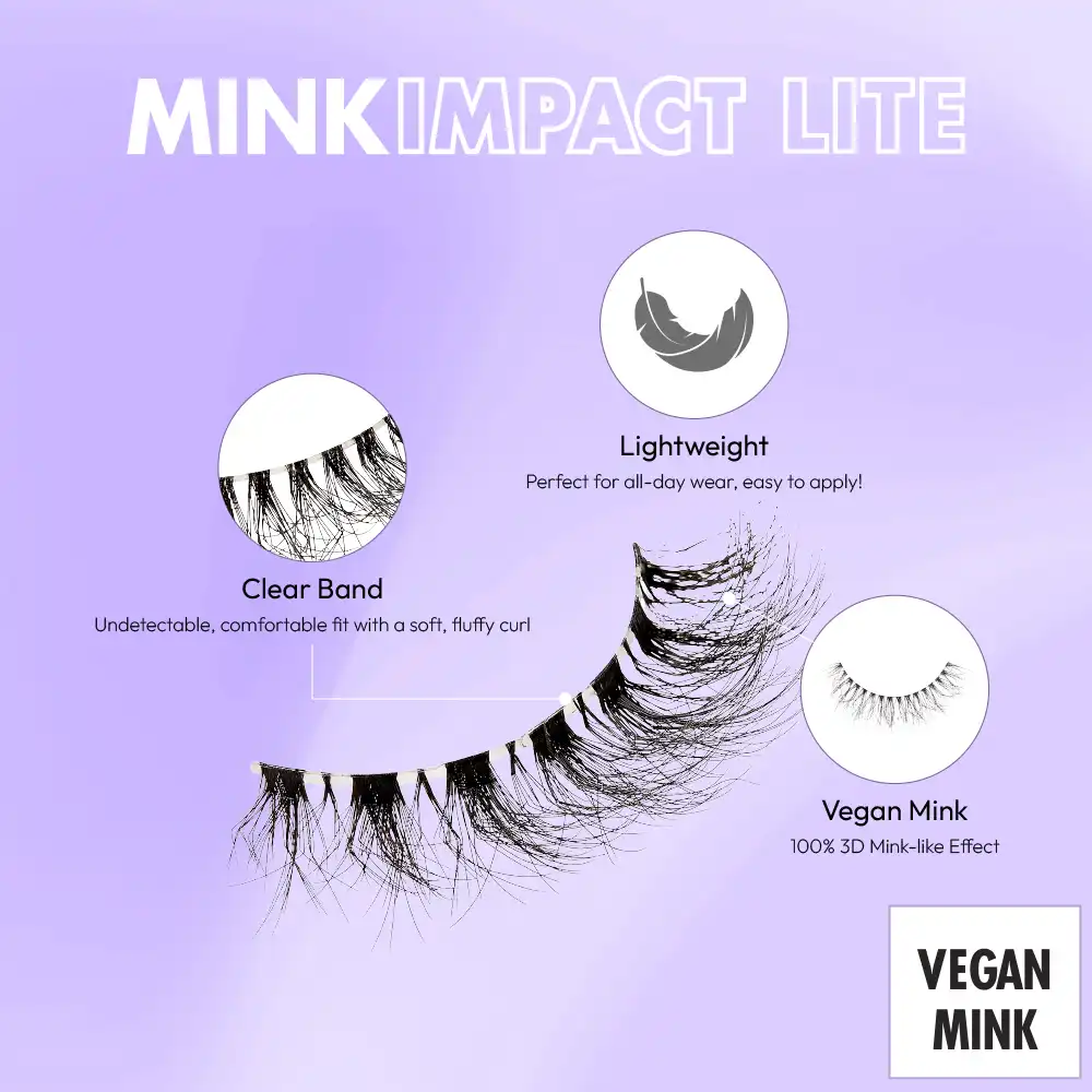 I-ENVY Mink Impact Lite Clear Band Vegan Faux Mink Strip Lash - Image 35