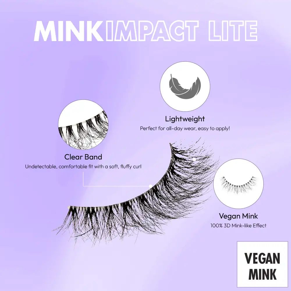 I-ENVY Mink Impact Lite Clear Band Vegan Faux Mink Strip Lash - Image 46