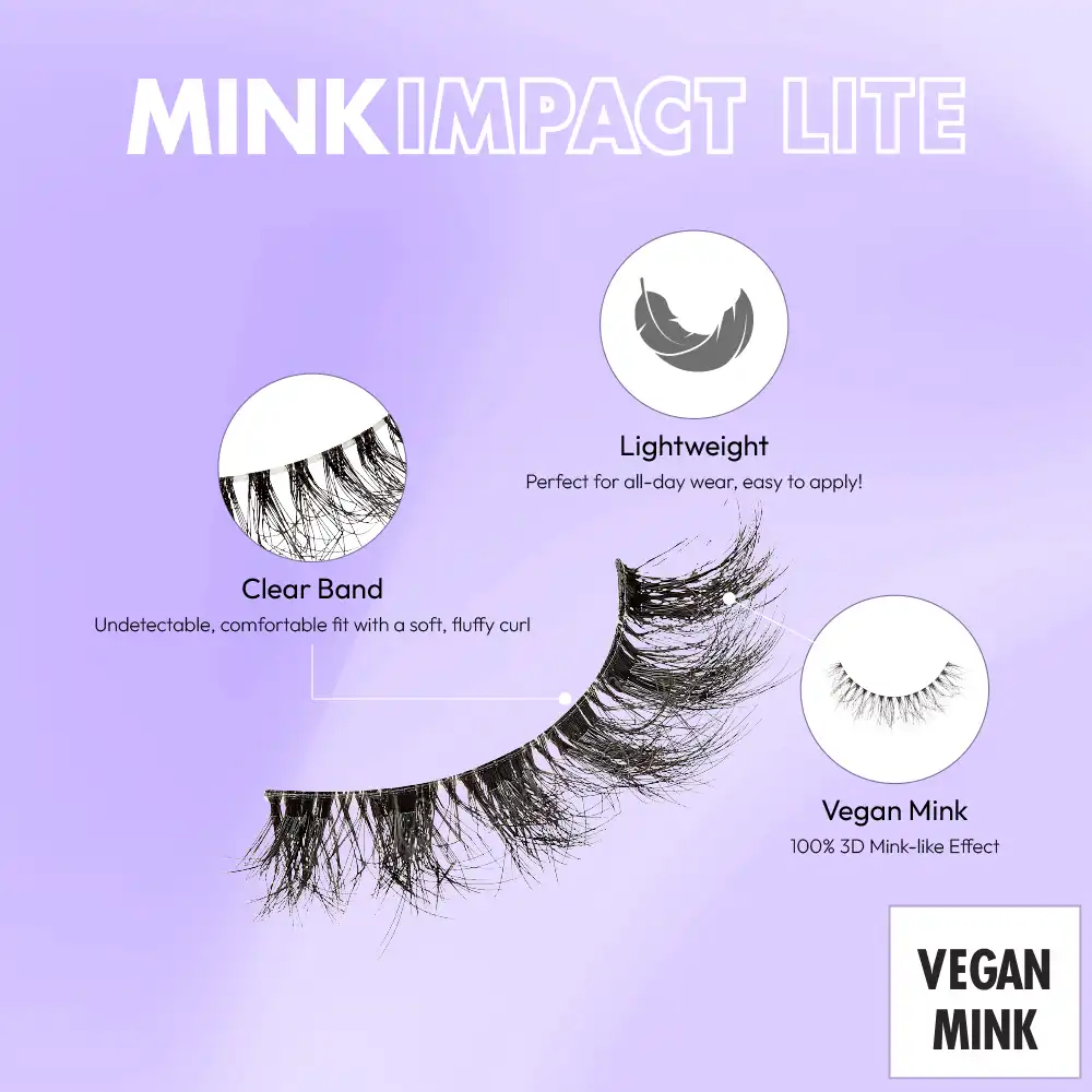 I-ENVY Mink Impact Lite Clear Band Vegan Faux Mink Strip Lash - Image 57