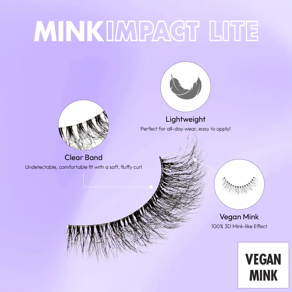 I-ENVY Mink Impact Lite Clear Band Vegan Faux Mink Strip Lash - Image 68