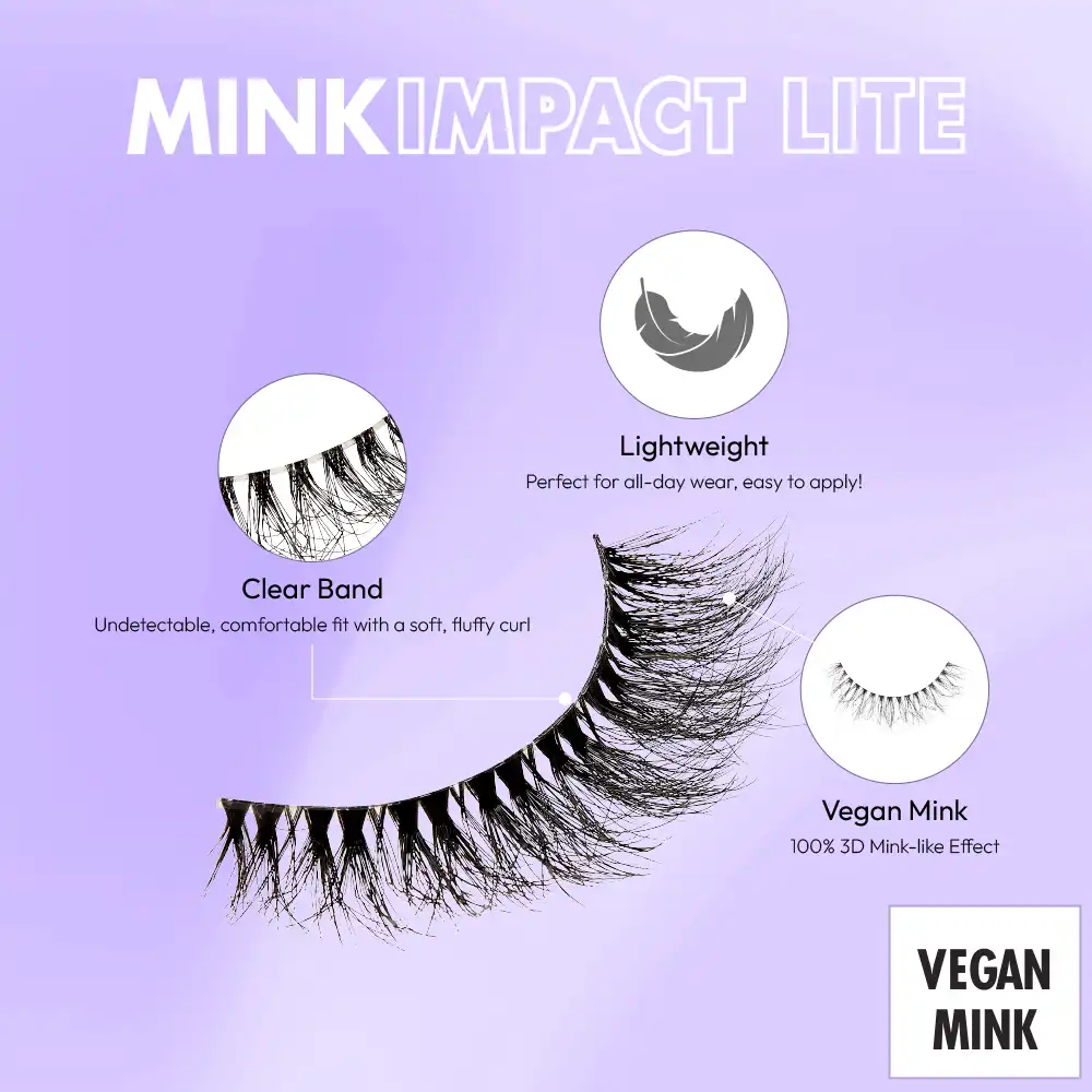 I-ENVY Mink Impact Lite Clear Band Vegan Faux Mink Strip Lash - Image 90