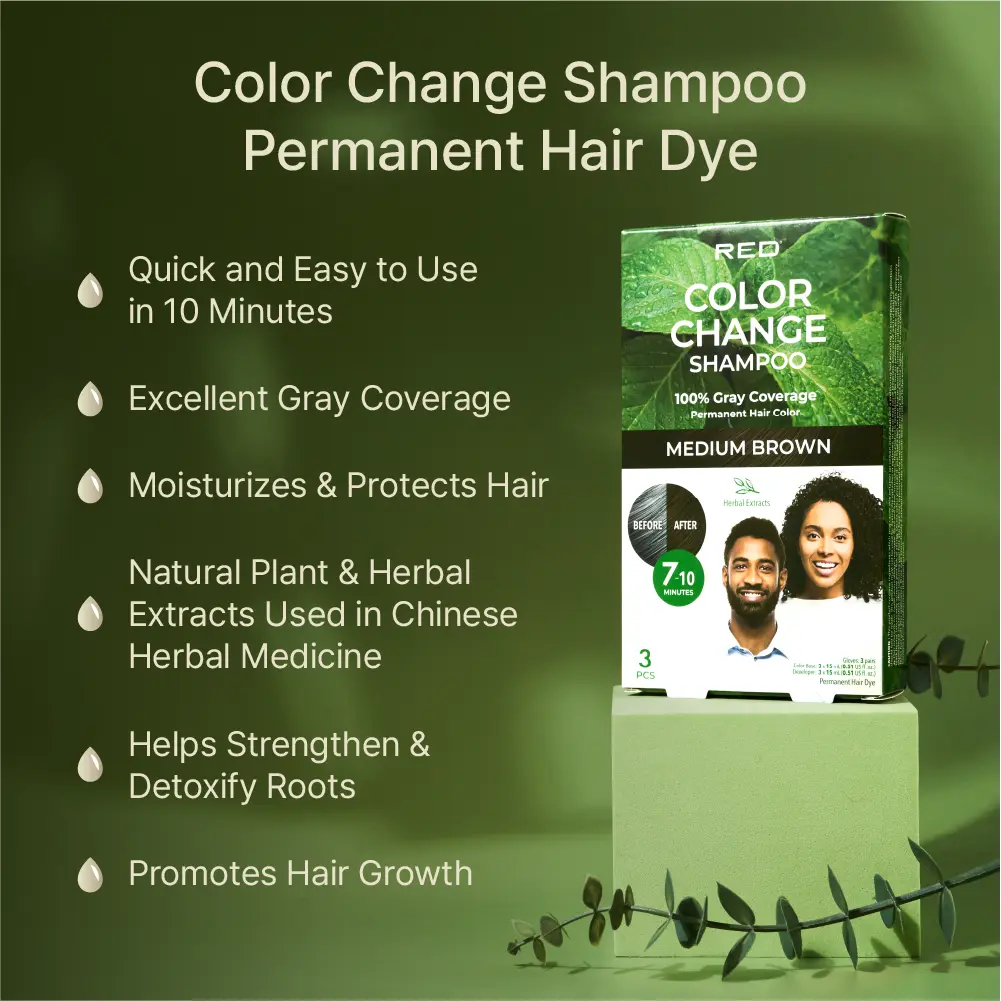RED by KISS Natural Herbal Color Change Shampoo - Permanent Hair Dye with Herbal Extracts, 100% Gray Coverage in 7-10 Minutes - Image 18