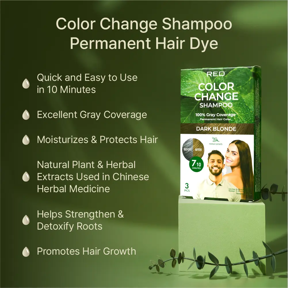 RED by KISS Natural Herbal Color Change Shampoo - Permanent Hair Dye with Herbal Extracts, 100% Gray Coverage in 7-10 Minutes - Image 21