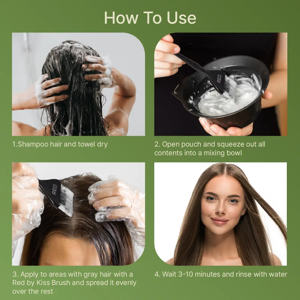 RED by KISS Natural Herbal Color Change Shampoo - Permanent Hair Dye with Herbal Extracts, 100% Gray Coverage in 7-10 Minutes - Image 27