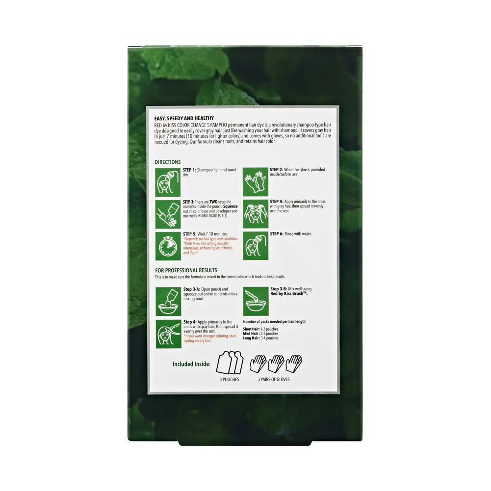 RED by KISS Natural Herbal Color Change Shampoo - Permanent Hair Dye with Herbal Extracts, 100% Gray Coverage in 7-10 Minutes - Image 57