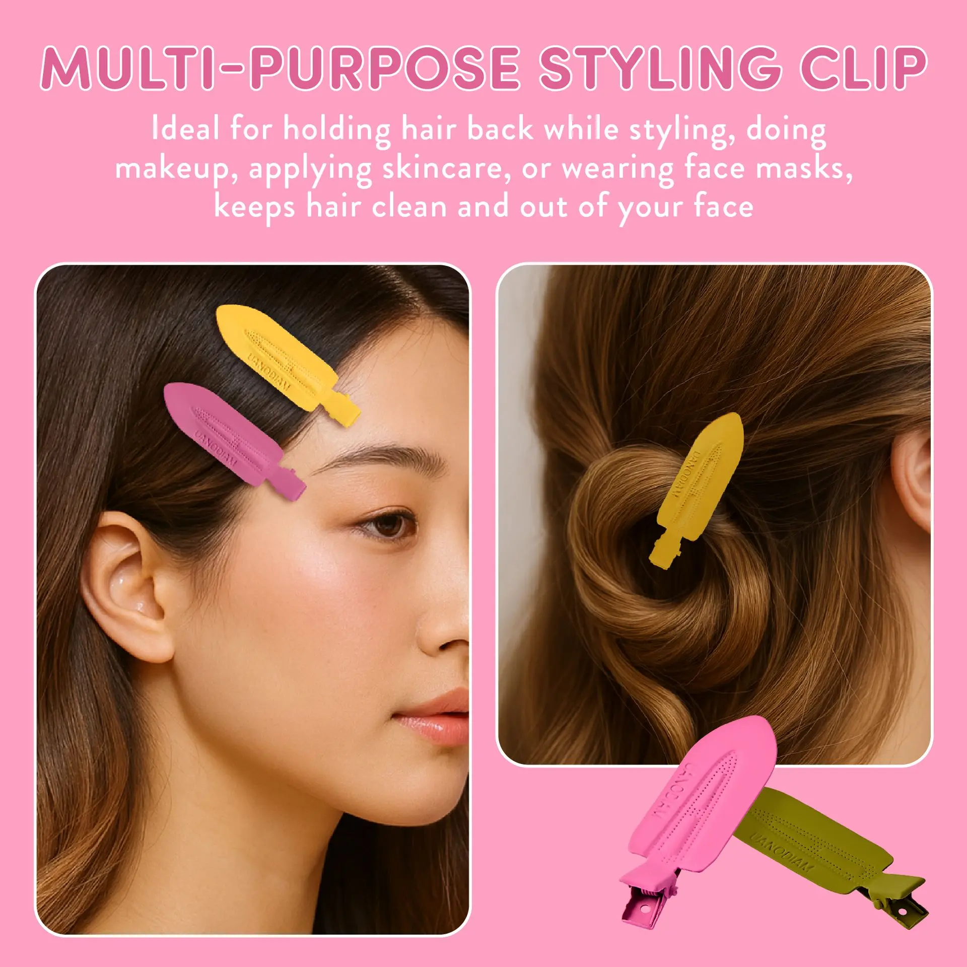 éclat No Crease Hair Clips - Stylish Patterned Flat Makeup Clips with Golden Handle - Image 17