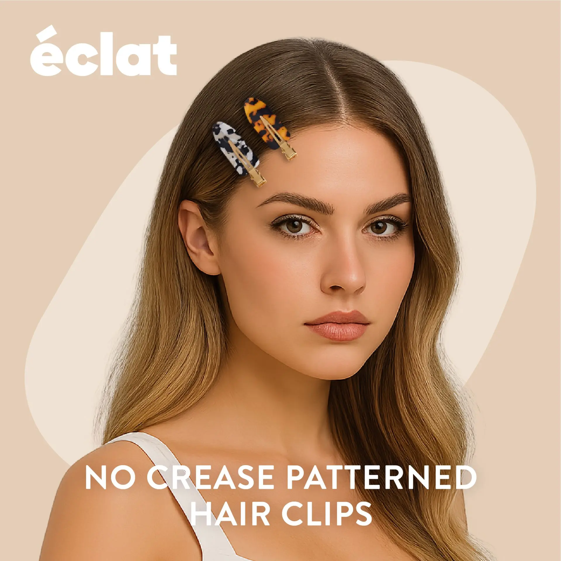 éclat No Crease Hair Clips - Stylish Patterned Flat Makeup Clips with Golden Handle - Image 22