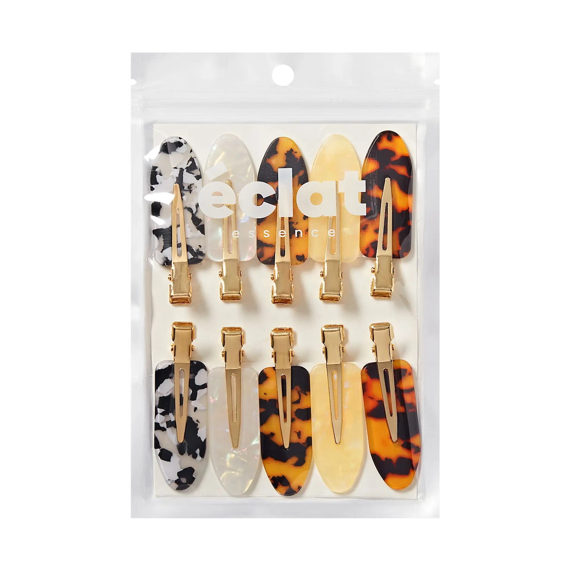 éclat No Crease Hair Clips - Stylish Patterned Flat Makeup Clips with Golden Handle - Image 26