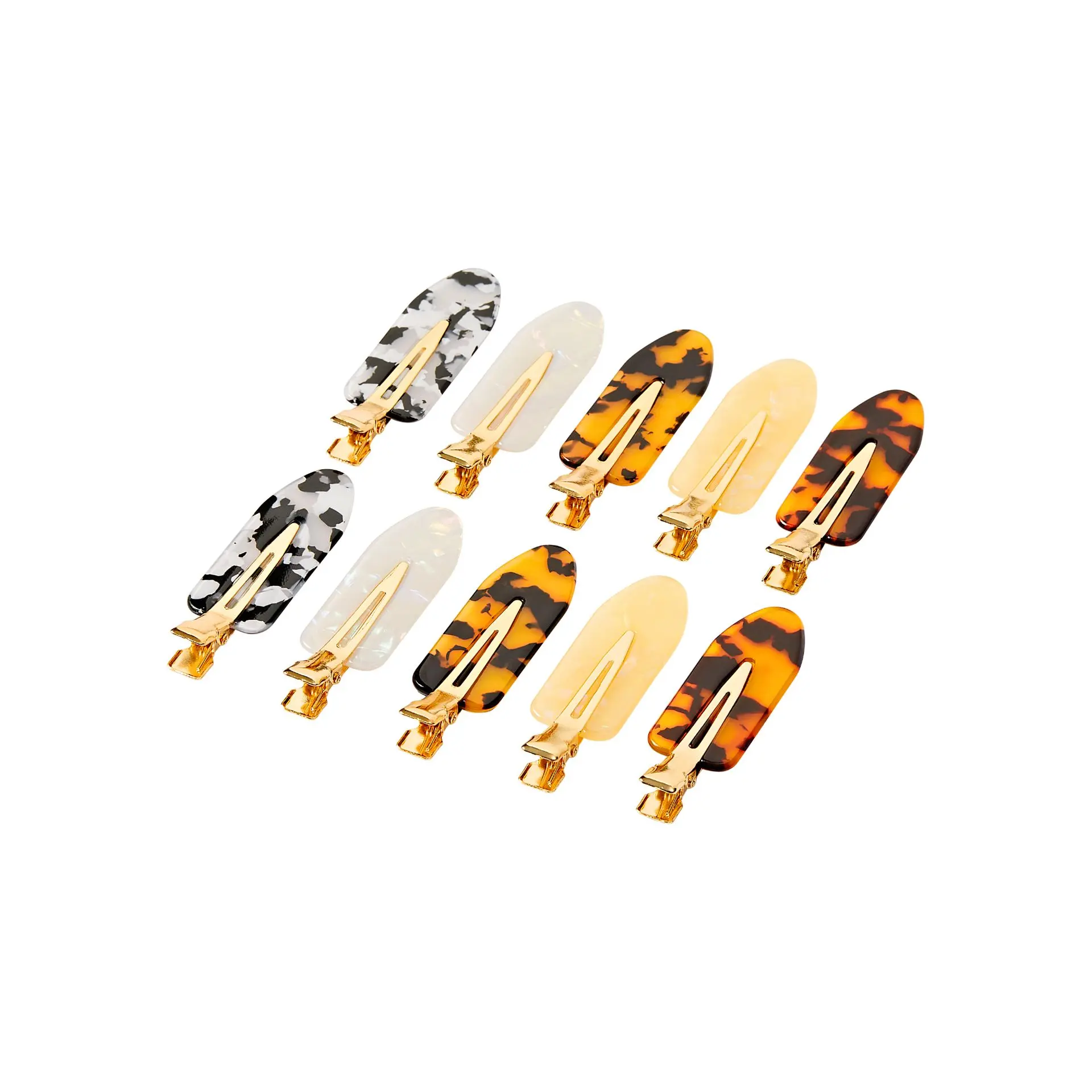 éclat No Crease Hair Clips - Stylish Patterned Flat Makeup Clips with Golden Handle - Image 27