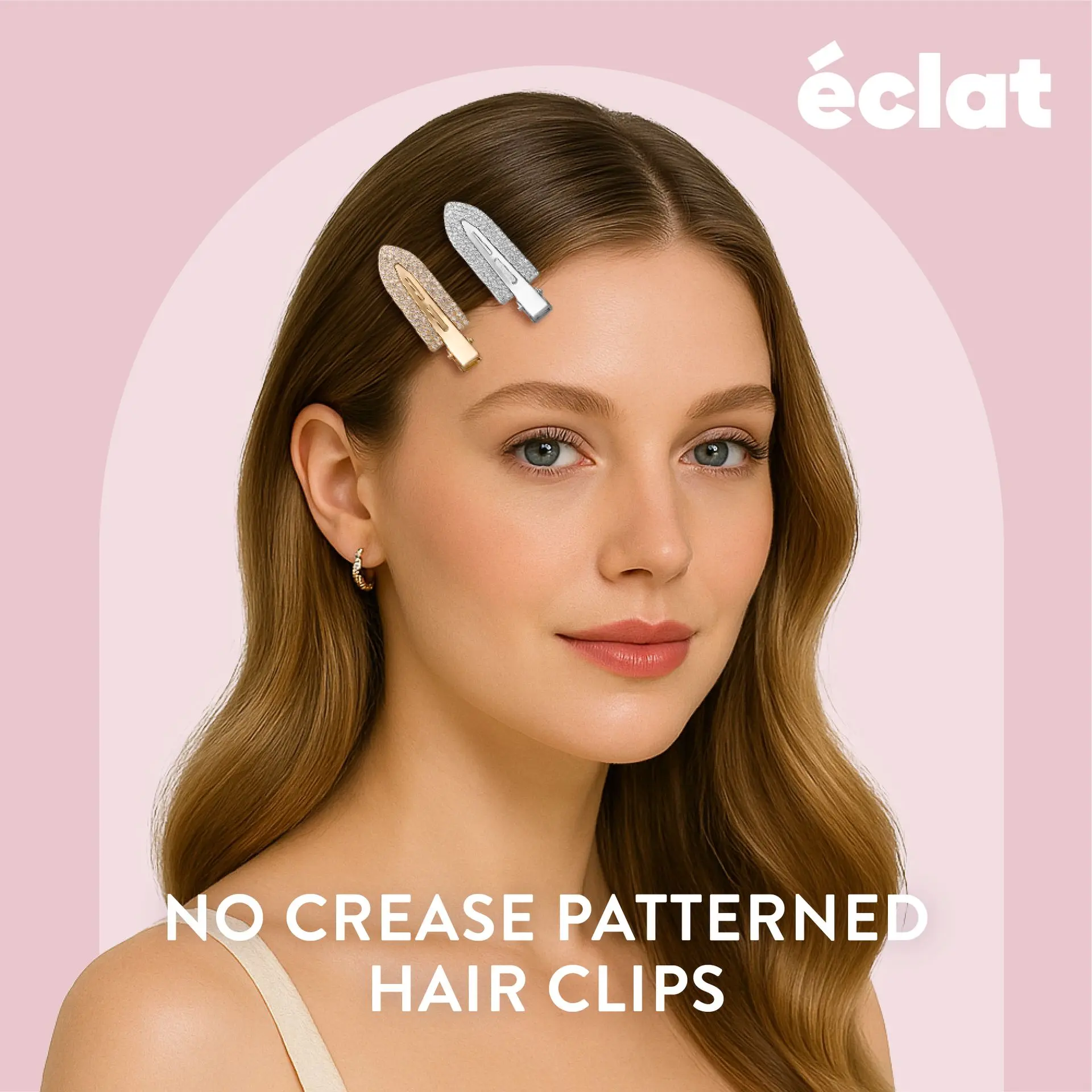 éclat No Crease Hair Clips - Stylish Patterned Flat Makeup Clips with Golden Handle - Image 29
