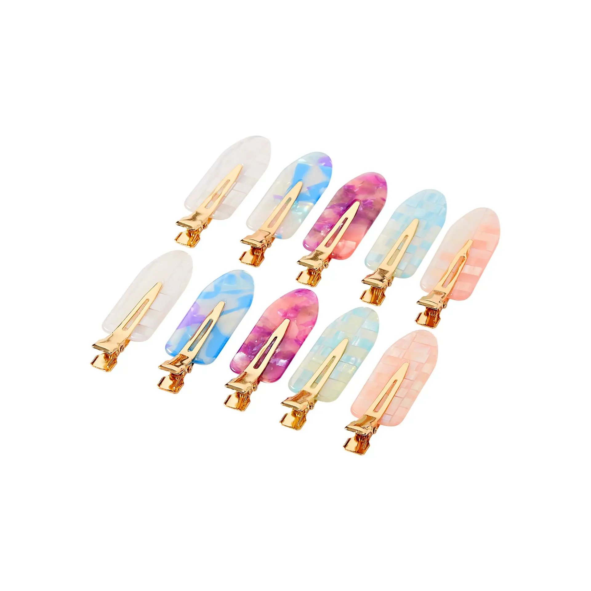 éclat No Crease Hair Clips - Stylish Patterned Flat Makeup Clips with Golden Handle - Image 7