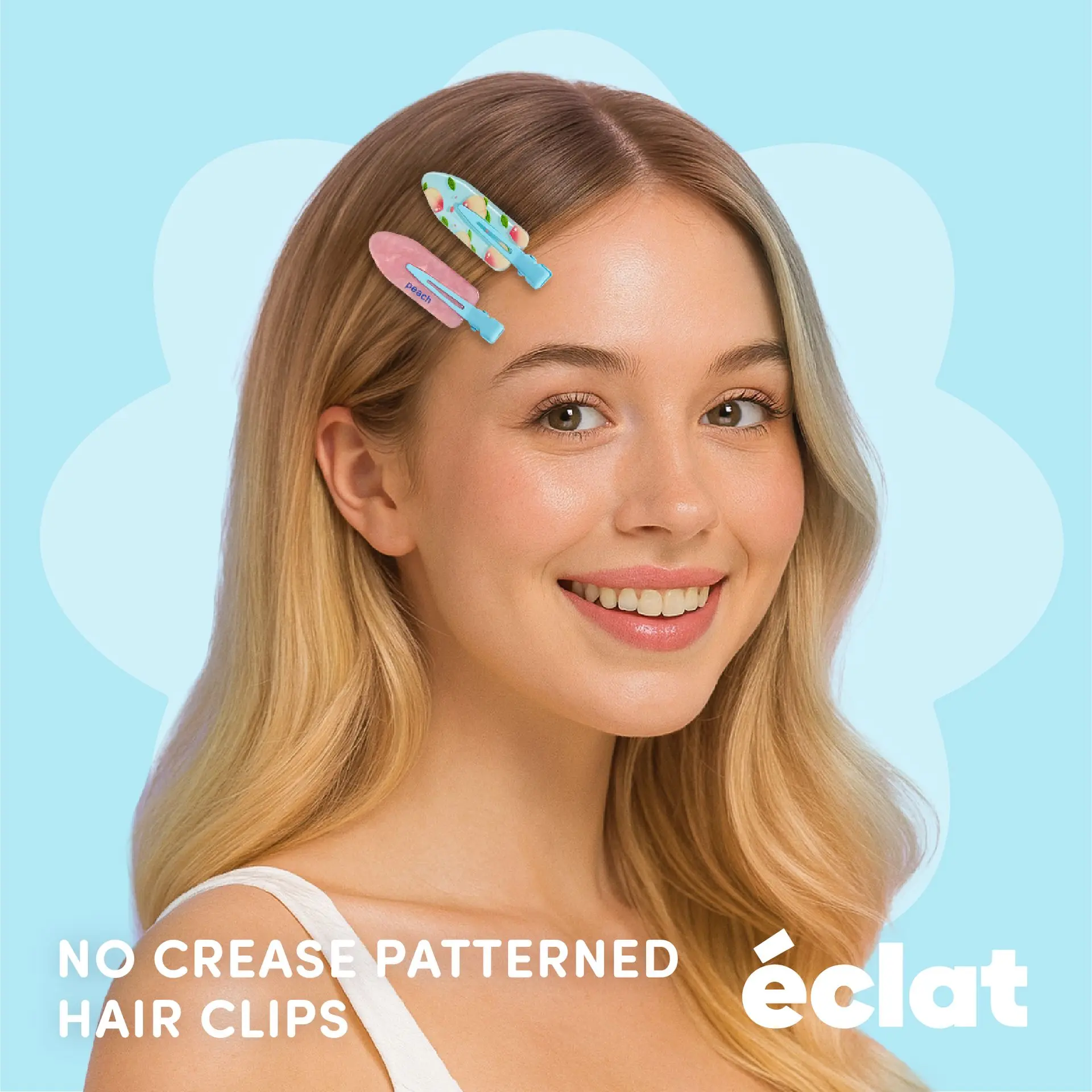 éclat No Crease Hair Clips - Stylish Patterned Flat Makeup Clips with Golden Handle - Image 8