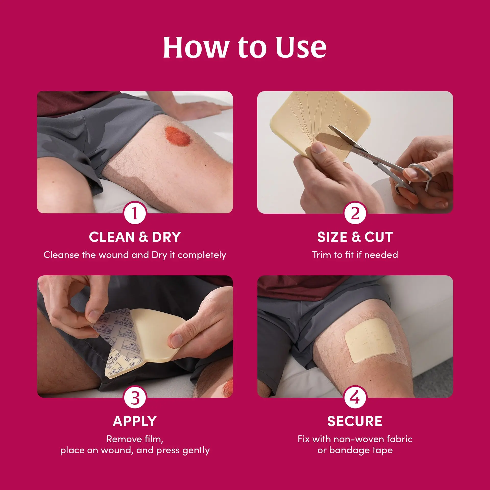 Medifoam Non-Adhesive Hydrocolloid Wound Dressing Pad - 10 Sheets(4" × 4") - Image 4