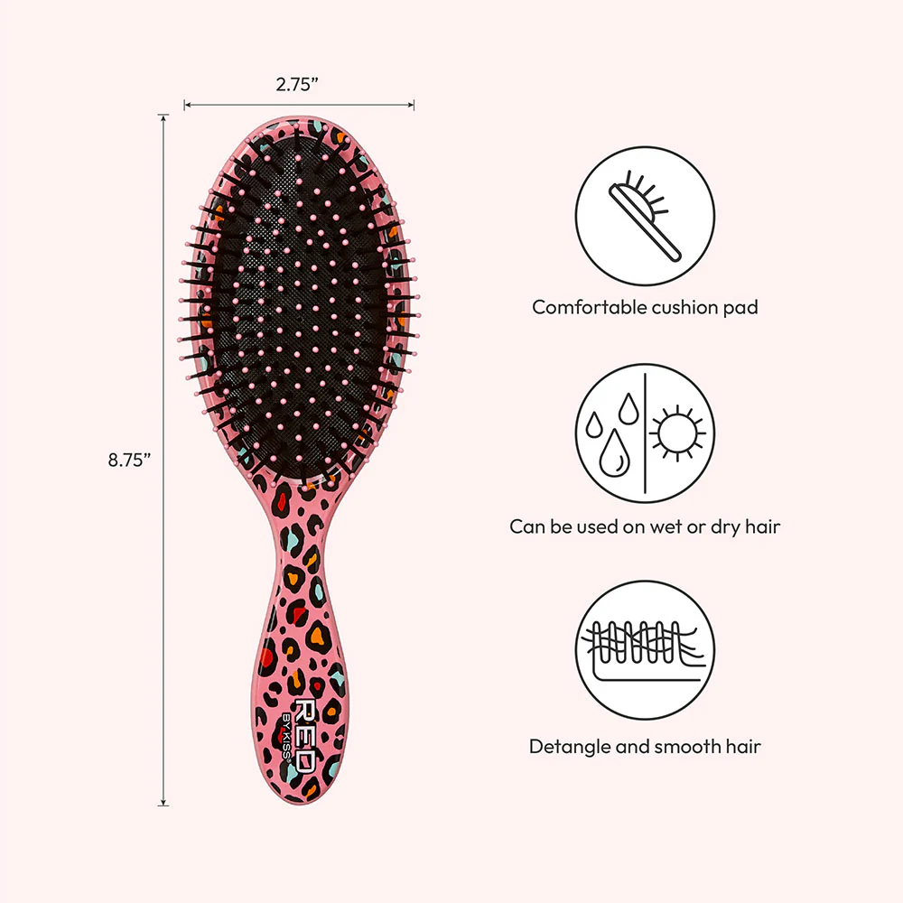 RED by KISS Oval Designed Brush - Pink Leopard - Image 3