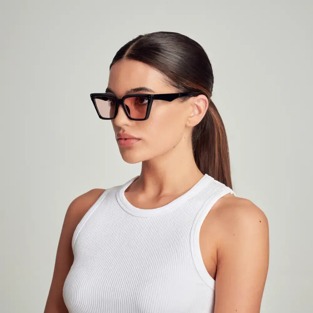 Mad Shade Oversized Black Cat Eye Sunglasses with Gradient Pink UV400 Lenses - Trendy Street Style Shades #09 - Image 2
