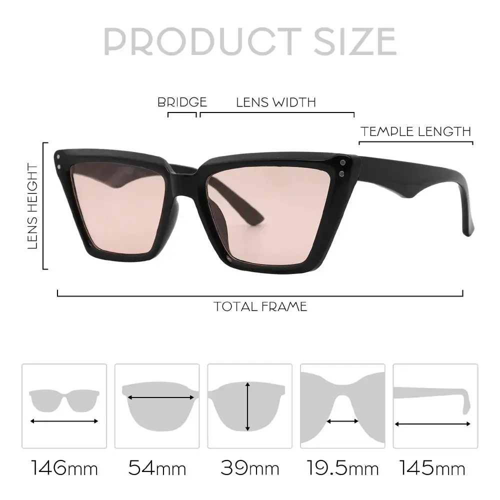 Mad Shade Oversized Black Cat Eye Sunglasses with Gradient Pink UV400 Lenses - Trendy Street Style Shades #09 - Image 4