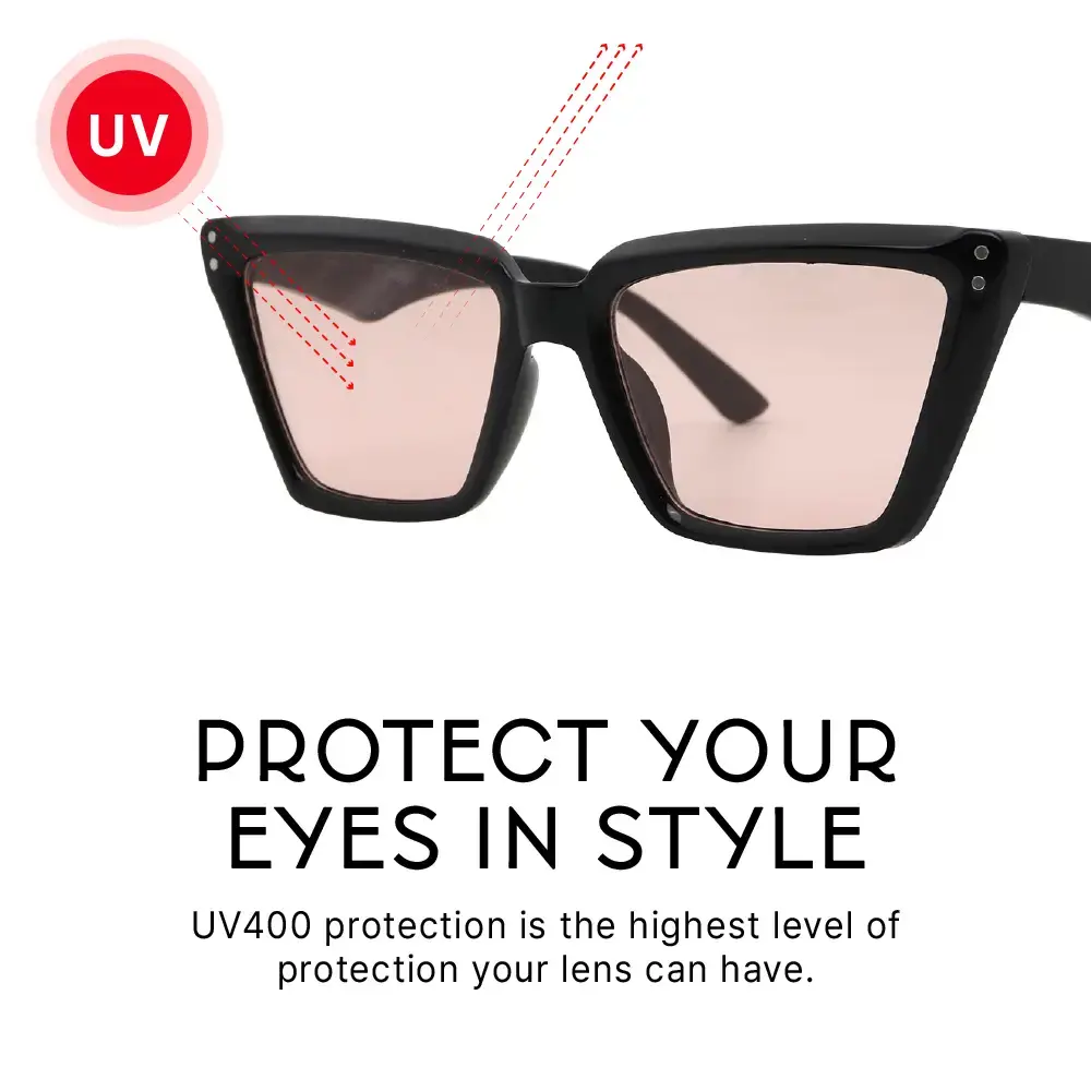 Mad Shade Oversized Black Cat Eye Sunglasses with Gradient Pink UV400 Lenses - Trendy Street Style Shades #09 - Image 6