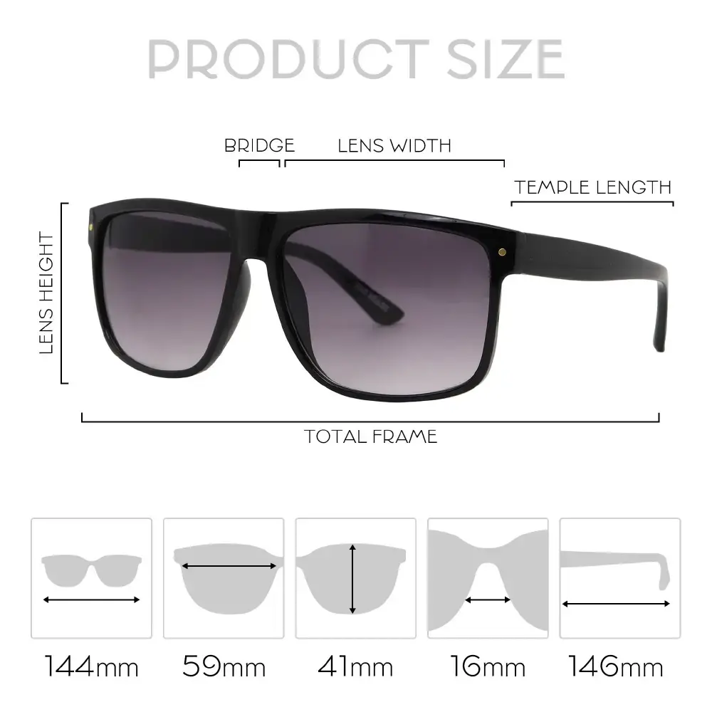 Mad Shade Oversized Black Square Rectangle Sunglasses with Gradient UV400 Lenses - 90s Street Style #11 - Image 4