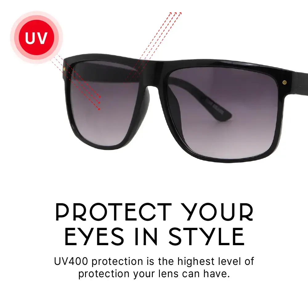 Mad Shade Oversized Black Square Rectangle Sunglasses with Gradient UV400 Lenses - 90s Street Style #11 - Image 6