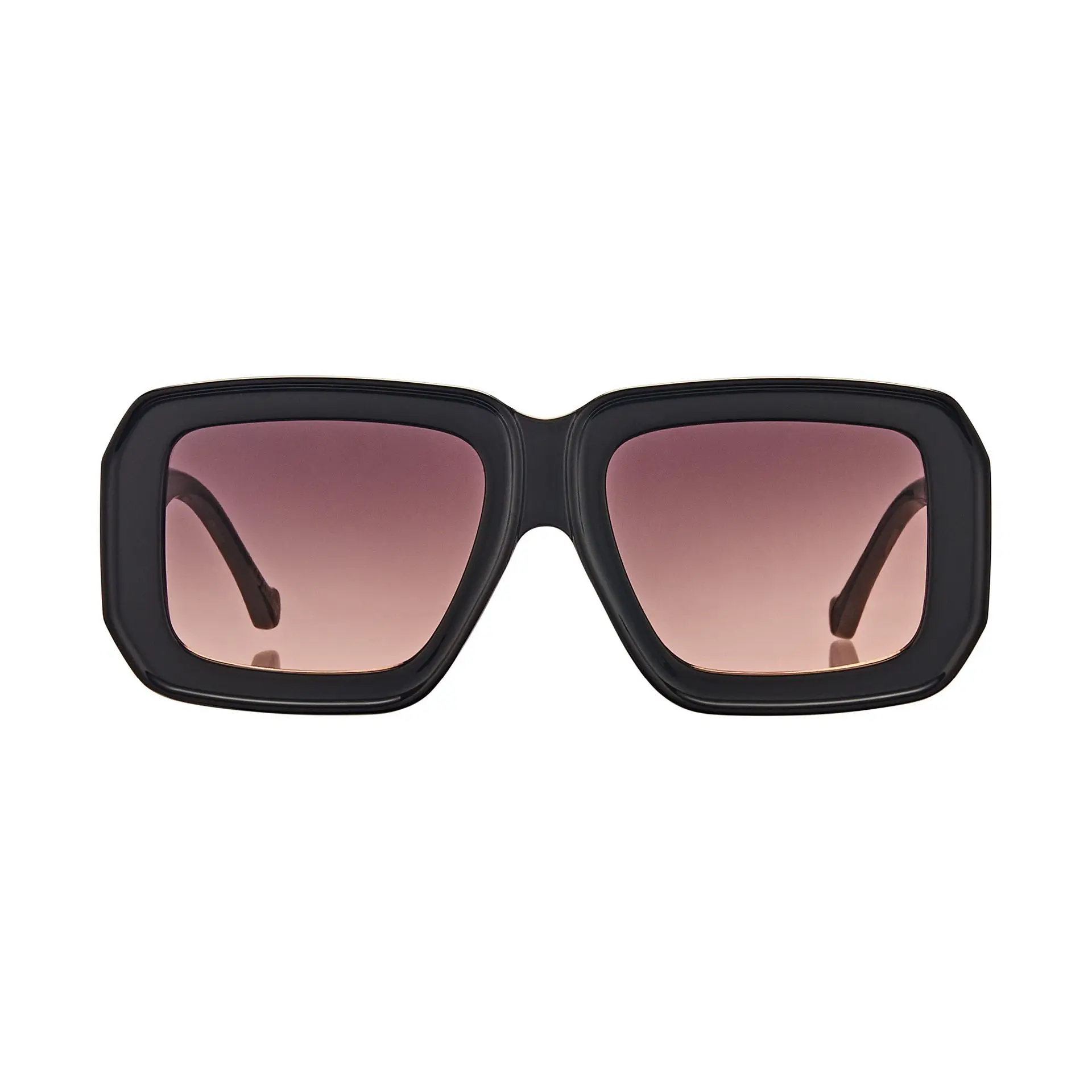 Mad Shade Oversized Black Square Sunglasses with Gradient UV400 Lenses - Retro Bold Unisex Style #05 - Image 5