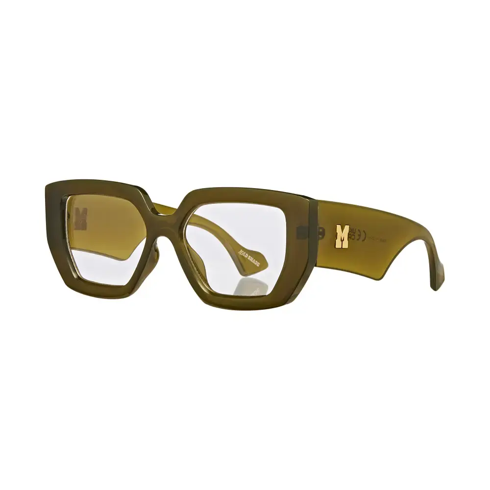 Mad Shade Oversized Bold Sage Green Rectangle Frame with Clear Lens & Gold M Logo #44 - Image 5