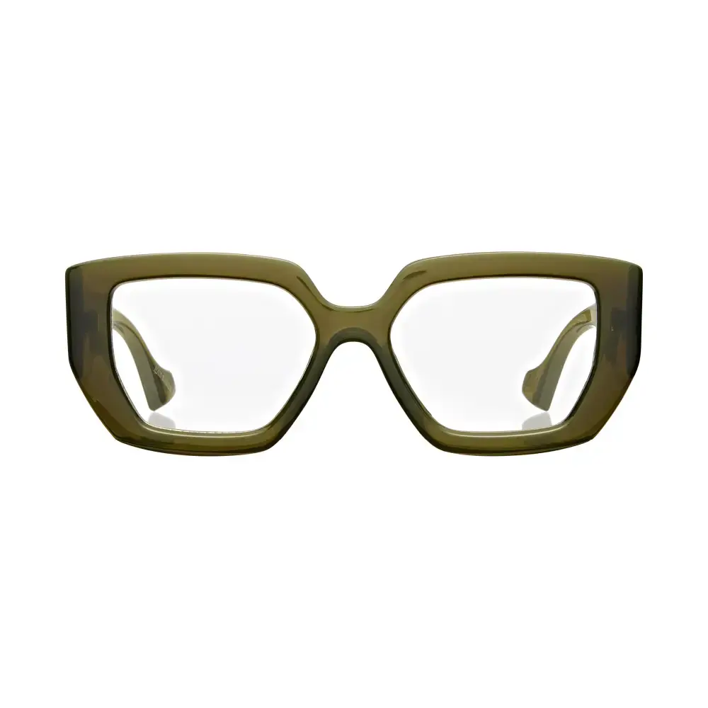 Mad Shade Oversized Bold Sage Green Rectangle Frame with Clear Lens & Gold M Logo #44 - Image 6