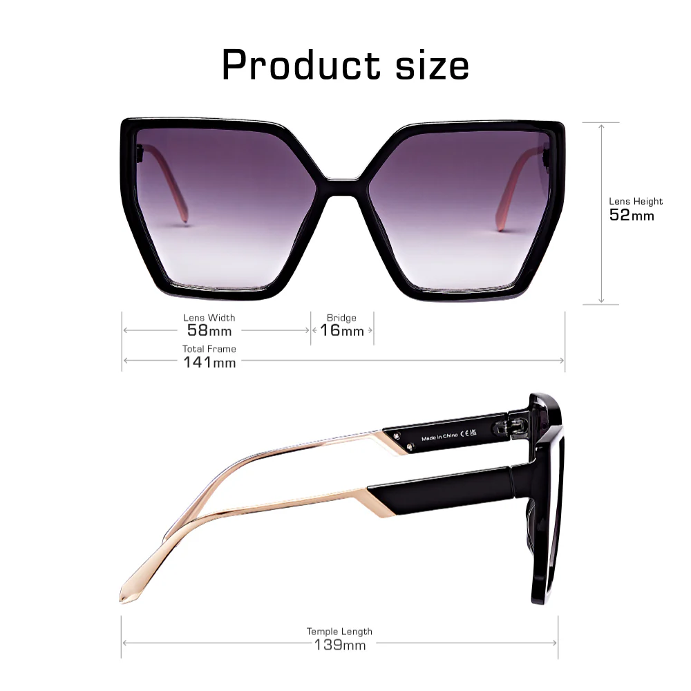 Mad Shade Oversized Butterfly Black Sunglasses #33 - Image 4