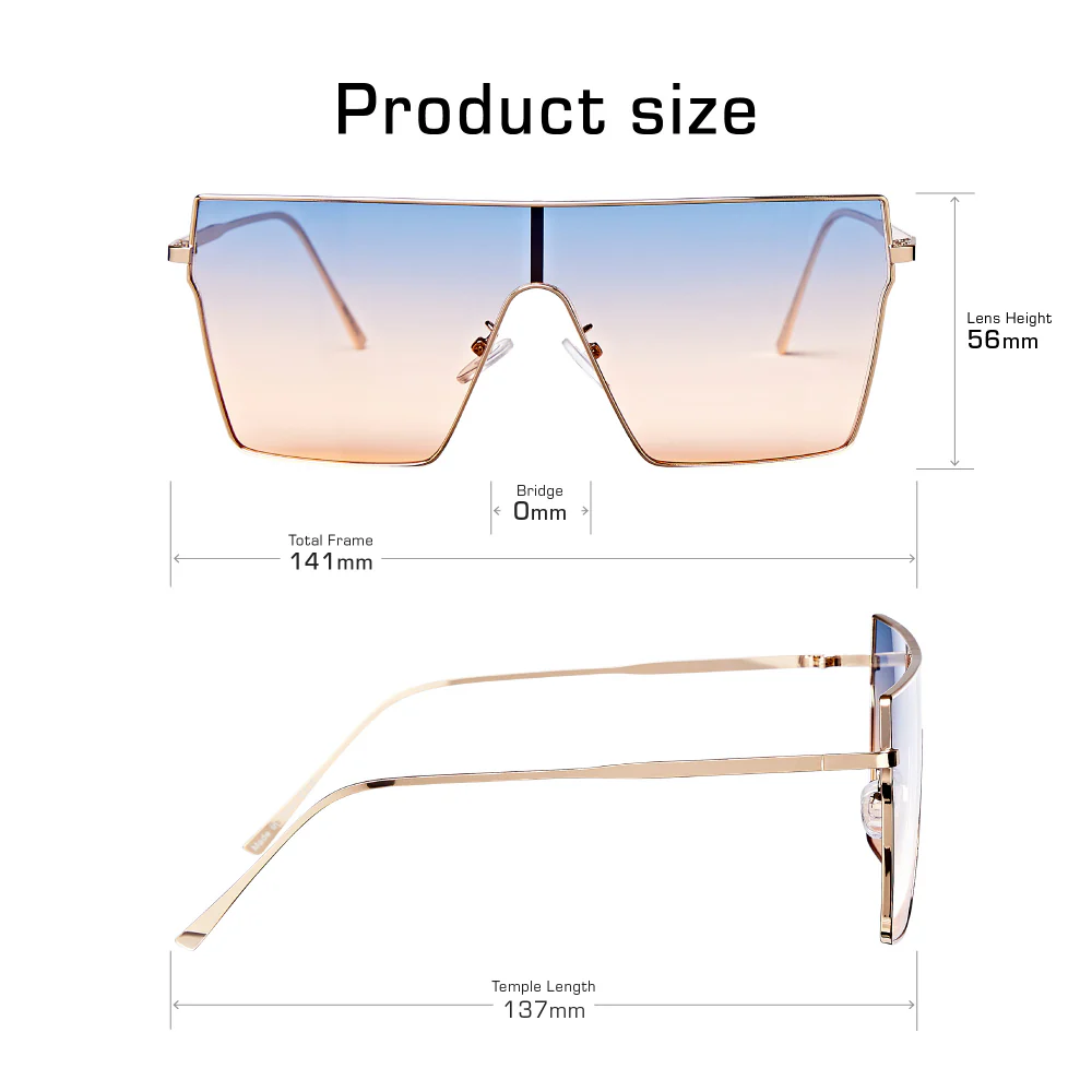 Mad Shade Oversized Flat Top Gradient Sunglasses #53 - Image 4