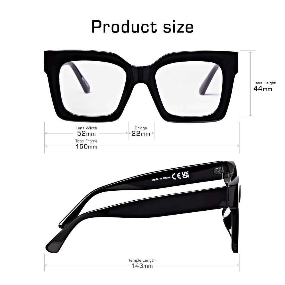 Mad Shade Oversized Square Black Eyeglasses #28 - Image 5