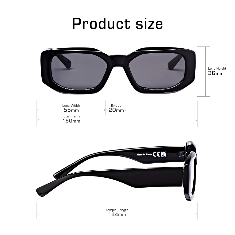 Mad Shade Oversized Square Black Sunglasses #18 - Image 5