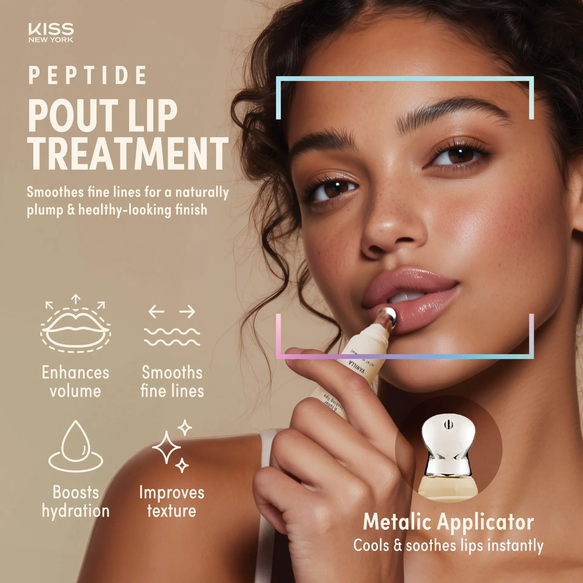 KISS NEW YORK Peptide Pout Lip Treatment – Hydrating Gloss with Cooling Metal Tip - Image 22