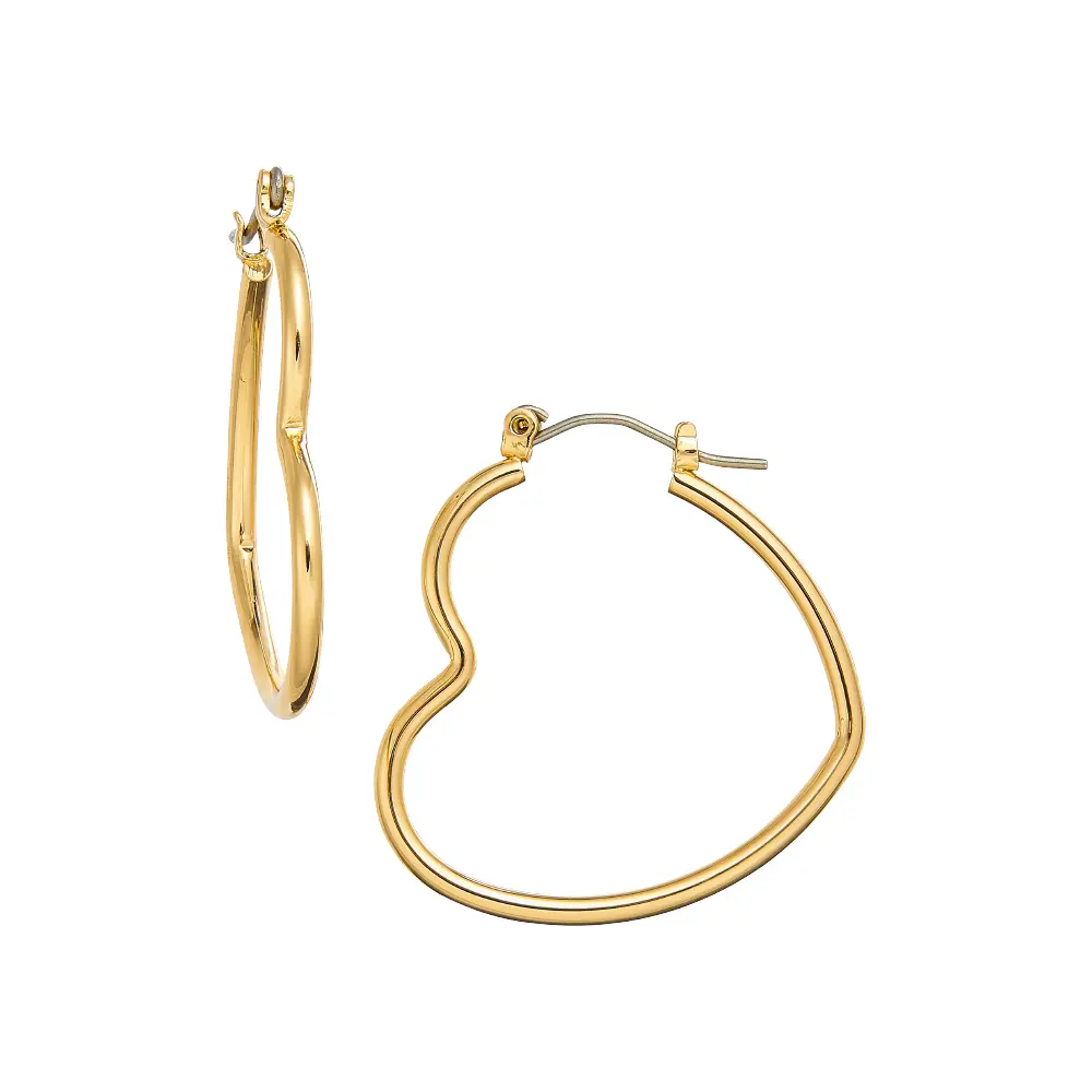 Arria Pincatch Heart Hoop Earrings in Gold Tone – 28mm - Image 5