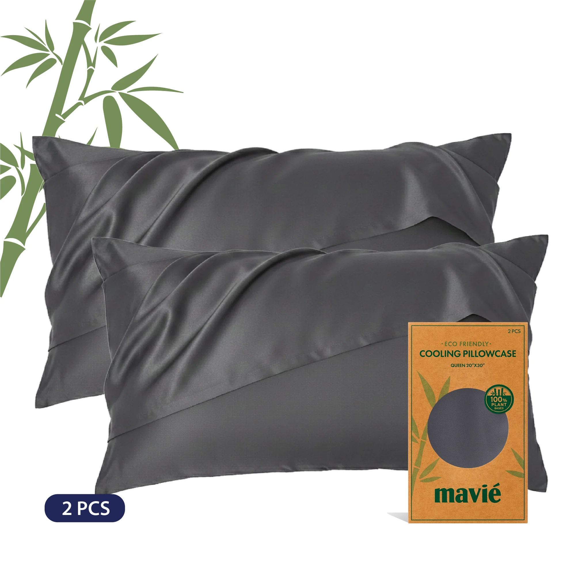Mavié Plant-Derived Cooling Viscose Pillowcases (Set of 2) – Moisture-Wicking & Hair Protection - Image 3