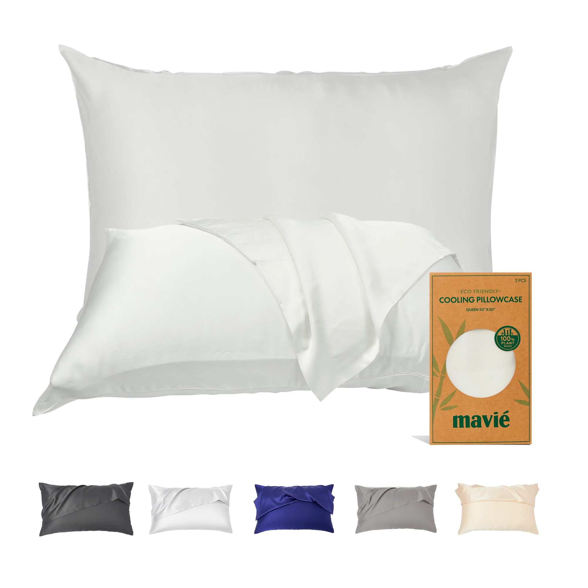 Mavié Plant-Derived Cooling Viscose Pillowcases (Set of 2) – Moisture-Wicking & Hair Protection - Image 5