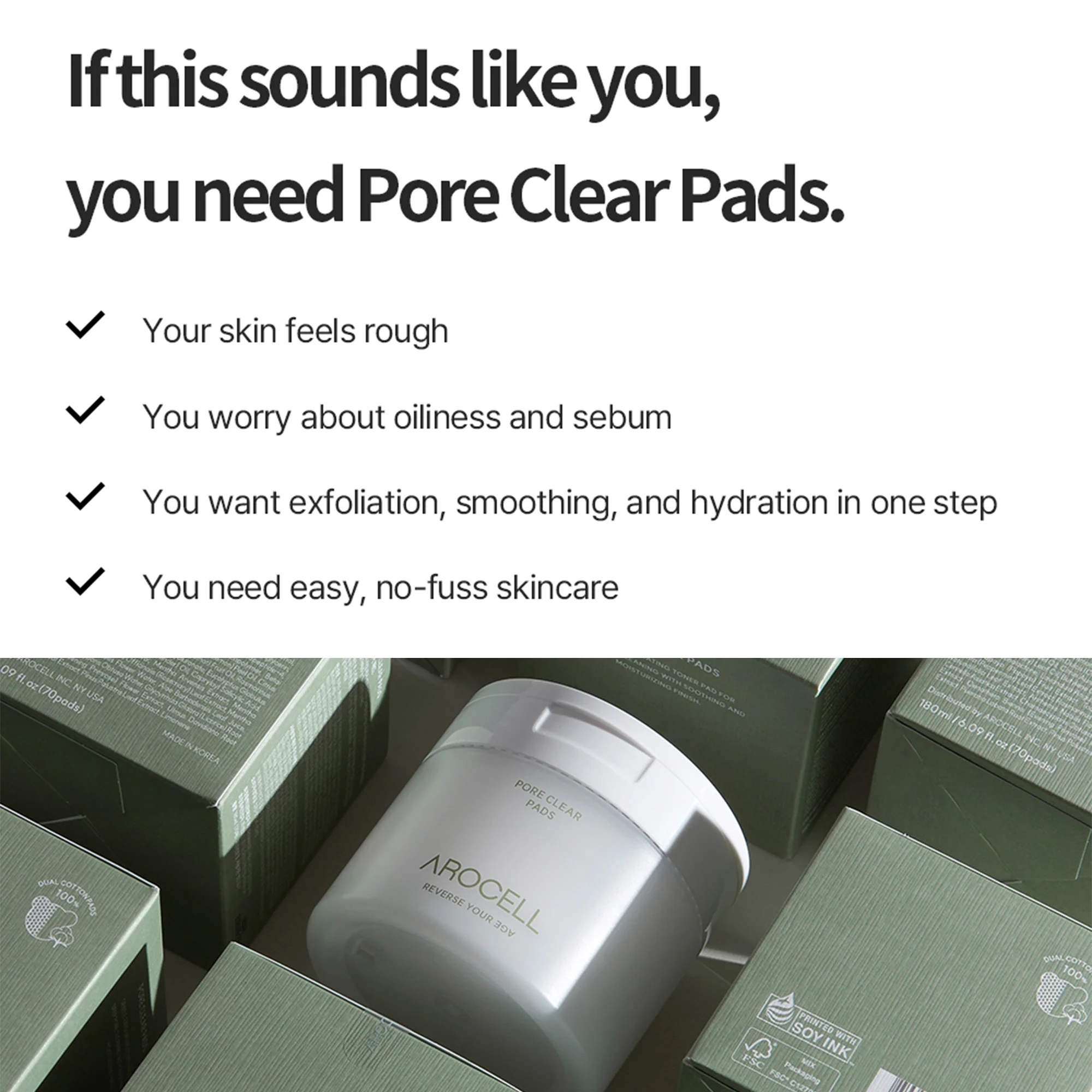 Arocell Dual-Sided Pore Clear Pads – Daily Mildly Acidic Toner Pads with AHA BHA PHA - Image 5