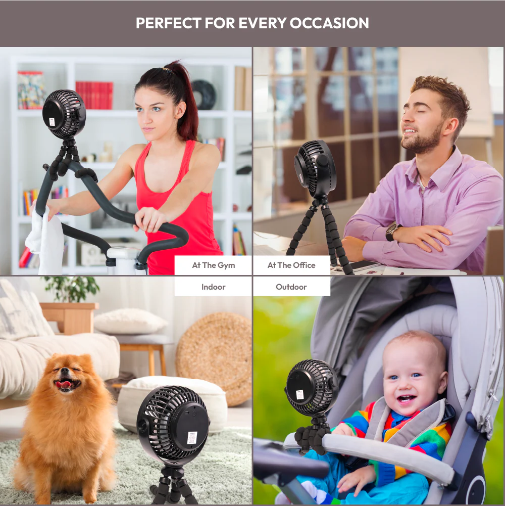 RED by KISS Portable & Adjustable Flexi Tripod Fan with 360° Rotation – USB-C Rechargeable, Quiet Airflow - Image 4