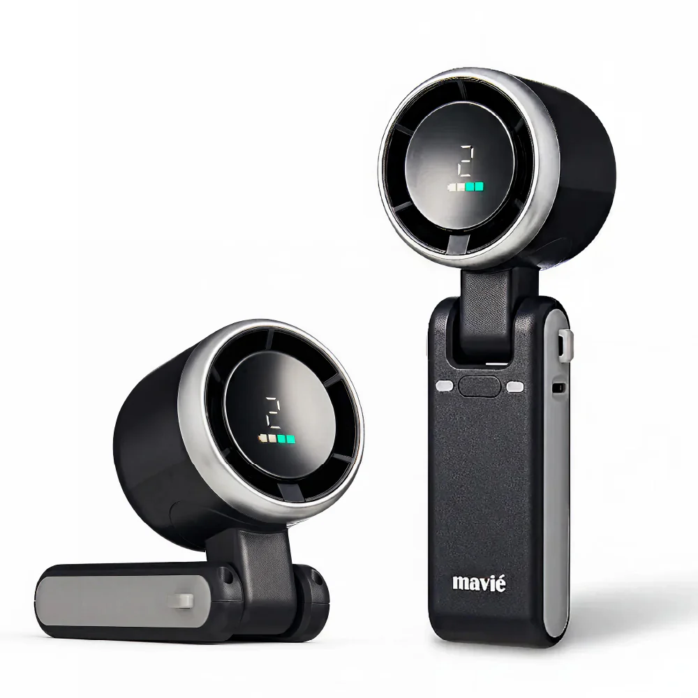 MAVIÉ Portable Handheld Turbo Fan, Rechargeable 3-In-1 Mini Personal Desk & Neck Fan, 5 Speeds & LED Display, Long Battery Life, Foldable Design With Lanyard for Travel, Outdoor, Beach, Makeup - Image 8