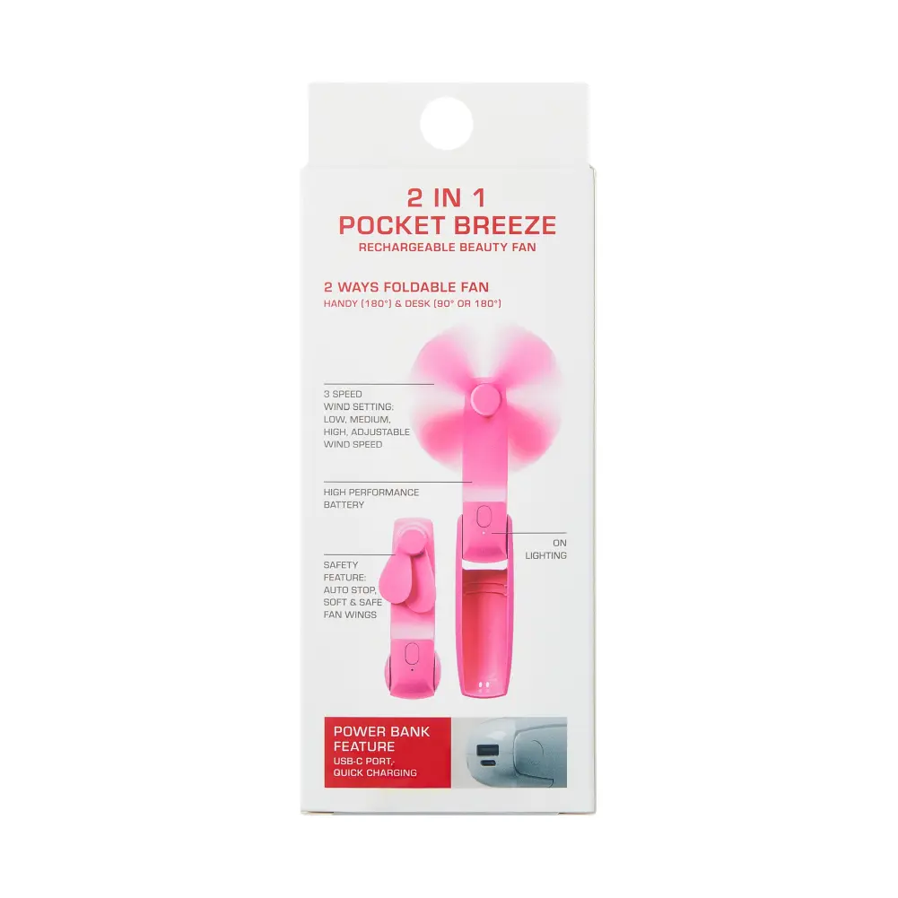 RED by KISS Portable Mini 2-in-1 Pocket Fan & Power Bank – Handheld Rechargeable USB-C Travel Fan - Image 20
