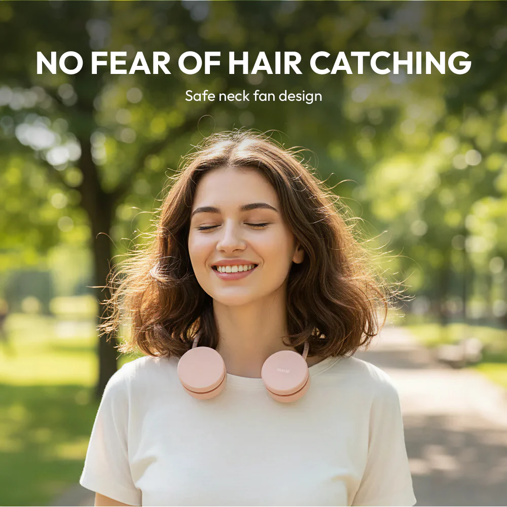 MAVIÉ Portable Personal Neck Fan, Cooling Hands Free Bladeless Fan, Rechargeable Long Battery Life, 360° Airflow with 3 Speeds, Lightweight Collapsible Design, Low Noise with Strong Wind - Image 3
