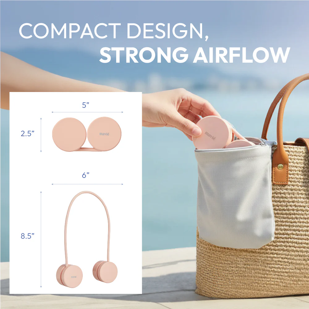 MAVIÉ Portable Personal Neck Fan, Cooling Hands Free Bladeless Fan, Rechargeable Long Battery Life, 360° Airflow with 3 Speeds, Lightweight Collapsible Design, Low Noise with Strong Wind - Image 4