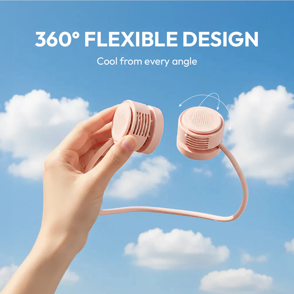 MAVIÉ Portable Personal Neck Fan, Cooling Hands Free Bladeless Fan, Rechargeable Long Battery Life, 360° Airflow with 3 Speeds, Lightweight Collapsible Design, Low Noise with Strong Wind - Image 5